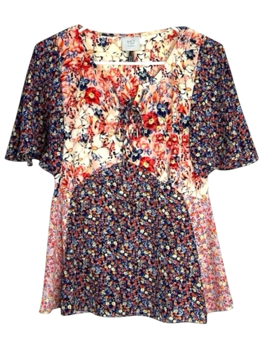 Anthropologie HD in Paris Mixed Floral Smocked Peplum Blouse 2
